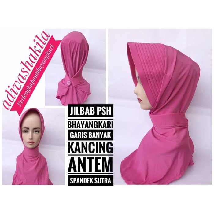 Flash Deal Jilbab Psh Bhayangkari Antem Garis Banyak Belakang Kancing Fashion Muslim 20 - 100 -