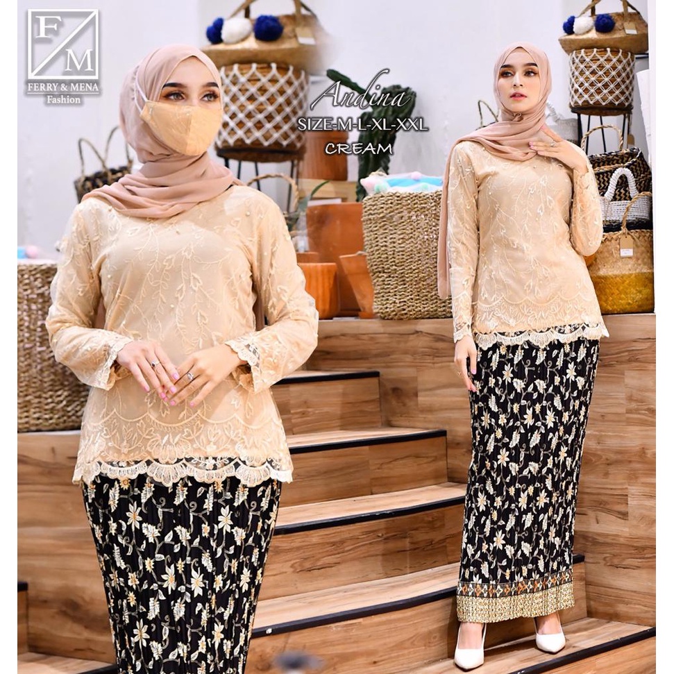 SET KEBAYA ANDINA TERBARU KEBAYA MODERN KEBAYA BRUKAT MODERN KEBAYA WISUDA KEBAYA BRUKAT TILLE/KEBAYA KONDANGAN TERLARIS