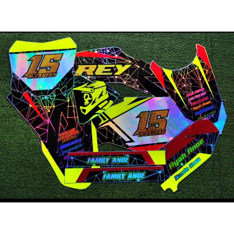Decal CRF KLX Hologram Kominasi stabilo gold karbon full body premium desain custom