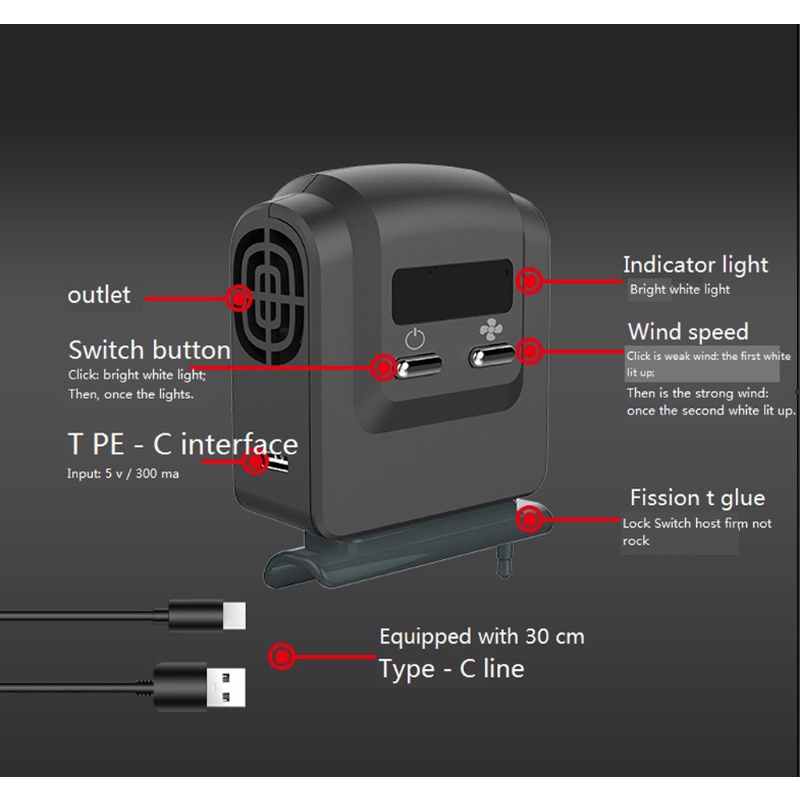 Btsg Host Cooling Fan External USB-C Quiet Cooler Built-in Kipas Angin Penghilang Panas Untuk NS Switch/Swith Lite/Switch OLED Con