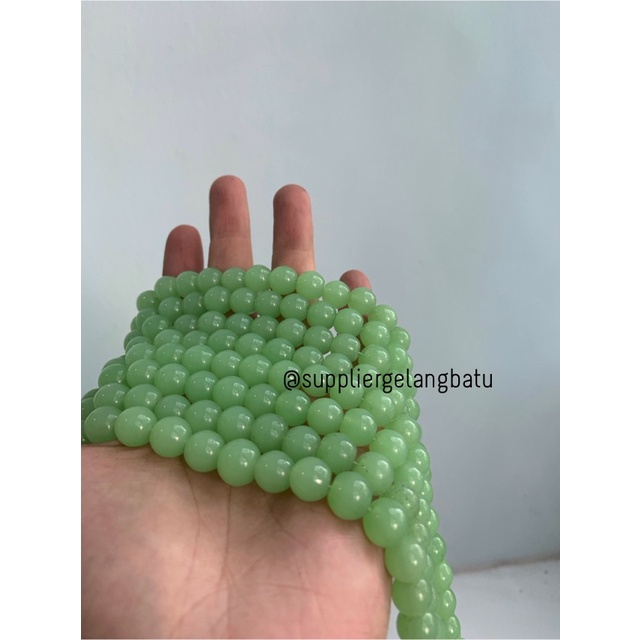 Bahan renceng GREEN CAT EYE 10mm mata kucing hijau asli TANPA JARONG