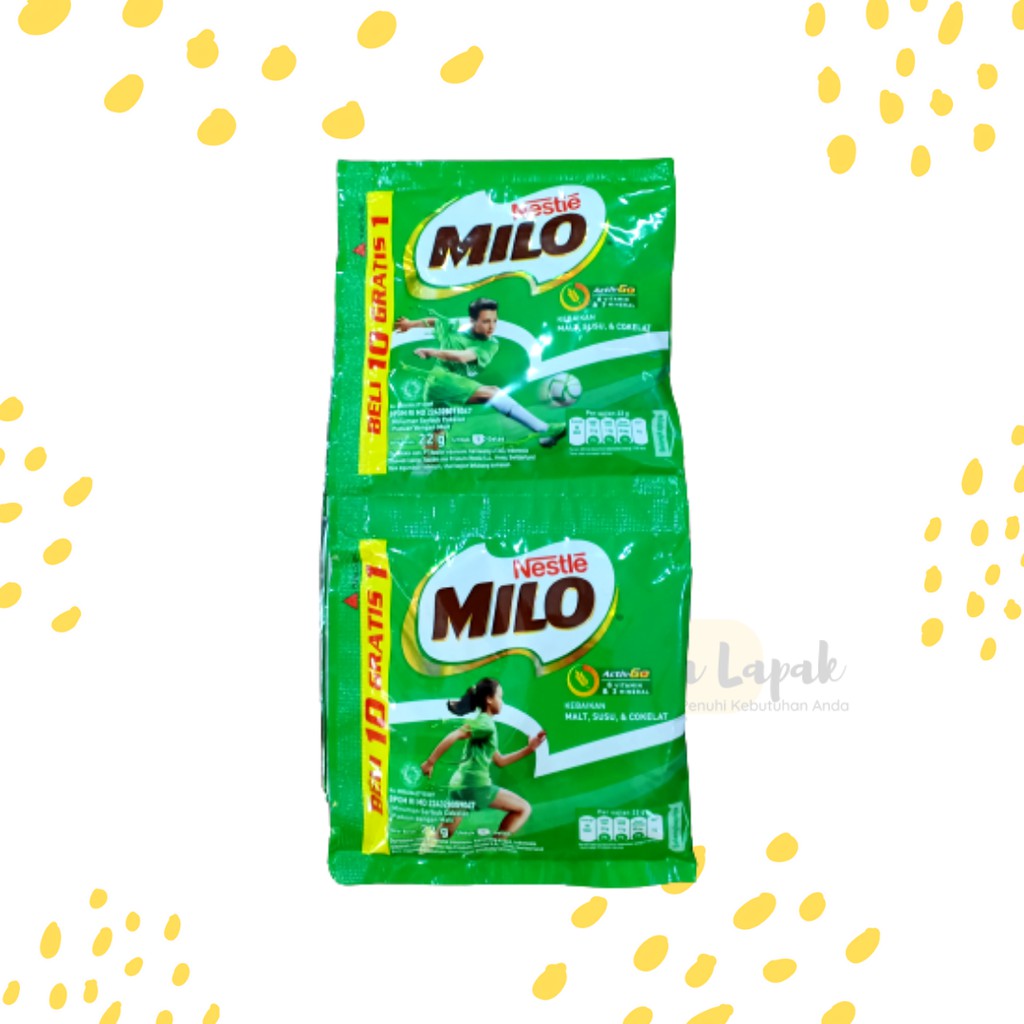 Milo Sachet 22gr Susu Bubuk Coklat Renteng isi 10 + 1