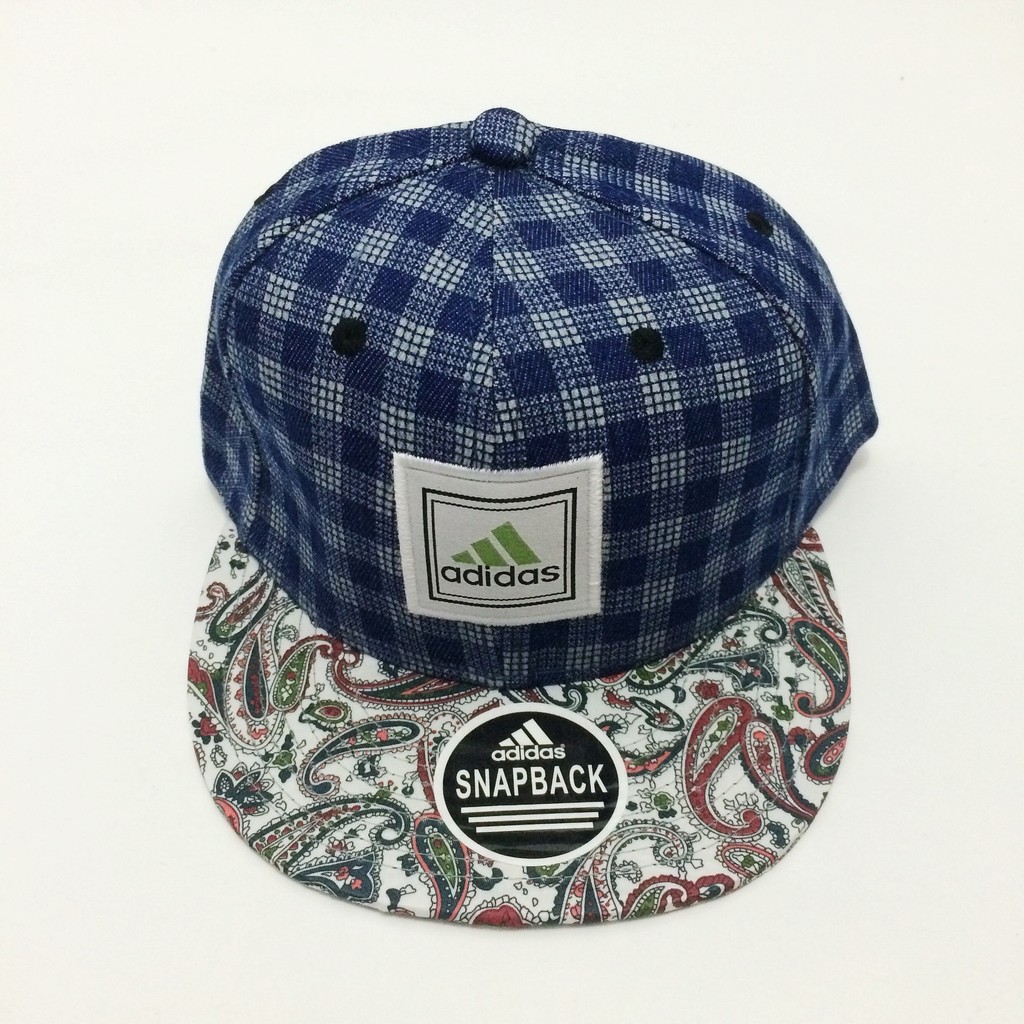 Topi Snapback Biru Kotak Kecil Batik  murah