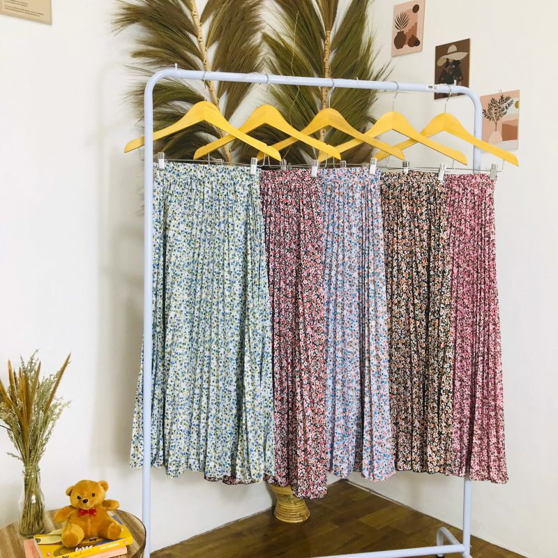 ROK PLISKET MOTIF TERBARU/ ROK MOTIF BUNGA DELI &amp; MOTIF BUNGA SAKURA KEKINIAN