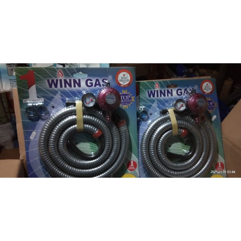 Paket Lengkap Kompor Gas WINN GAS Type W 21A Tekanan Rendah 1 Tungku Besar+ Regulator Selang SNI COD