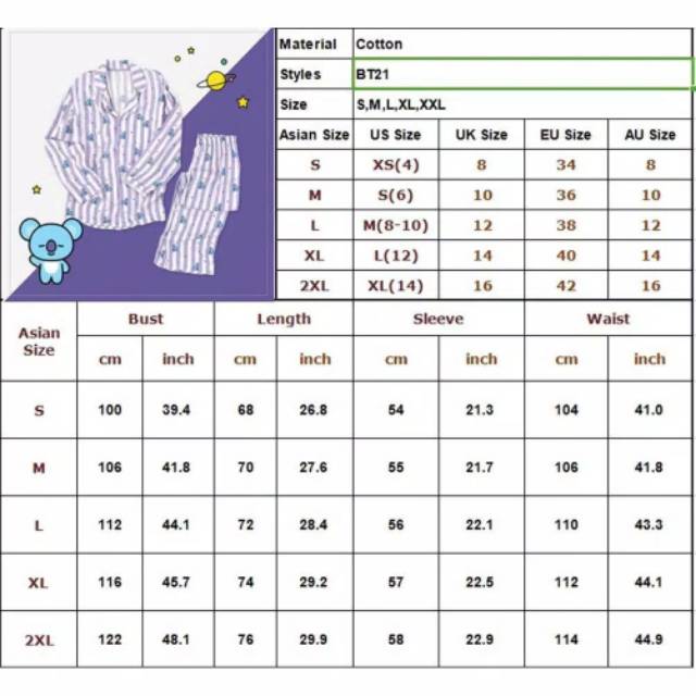 PIYAMA BTS BANGTAN RM BT21 KOYA