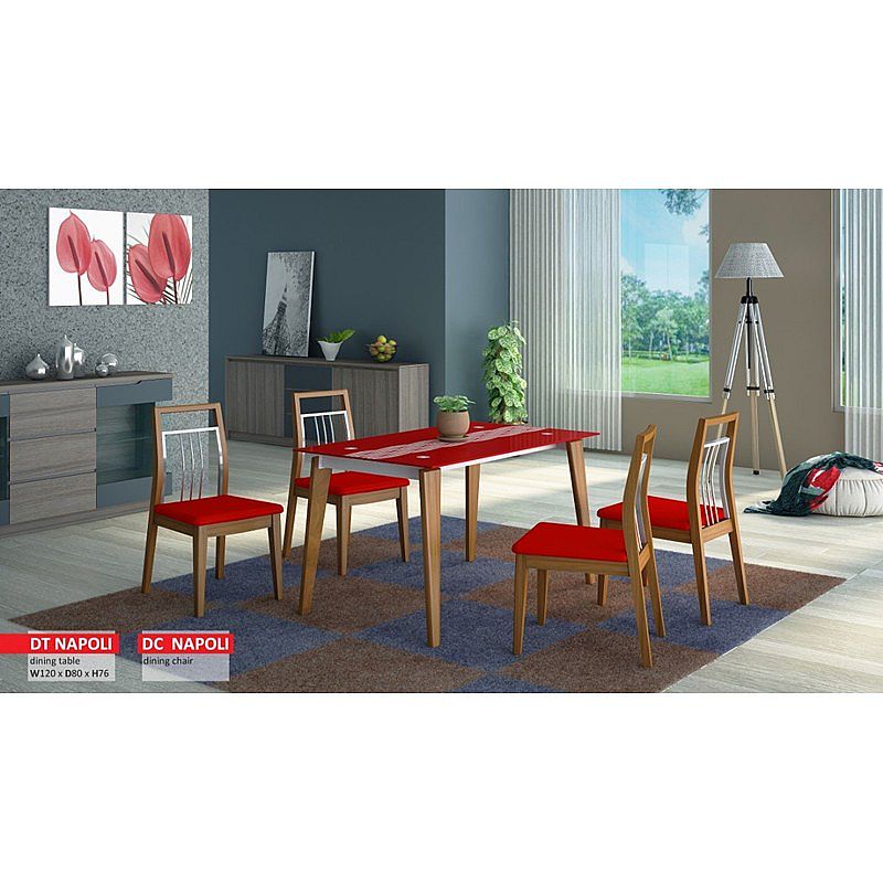 SET MEJA MAKAN SIANTANO DT NAPOLI + 4 KURSI DC NAPOLI