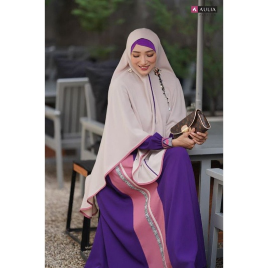 Aulia Fashion Gamis Terbaru Qameela Ungu Ori Original Syari