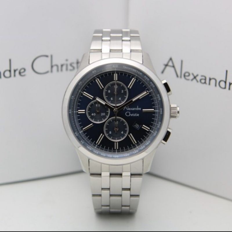 Jam Tangan Alexander Christie Pria Silver Blue ac6557