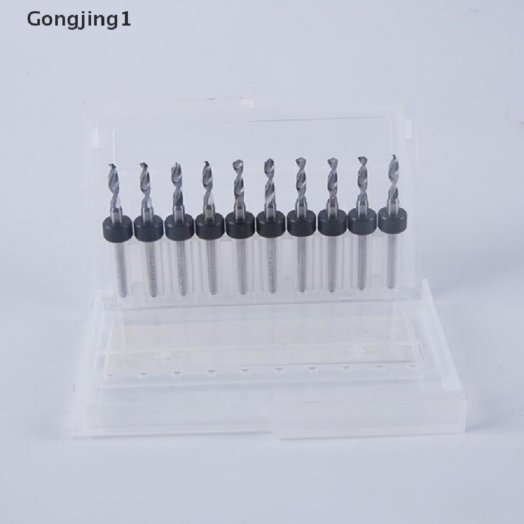 Gongjing1 10Pcs / set Mata Bor micro mini Bahan carbide CNC Untuk Papan Sirkuit PCB bits