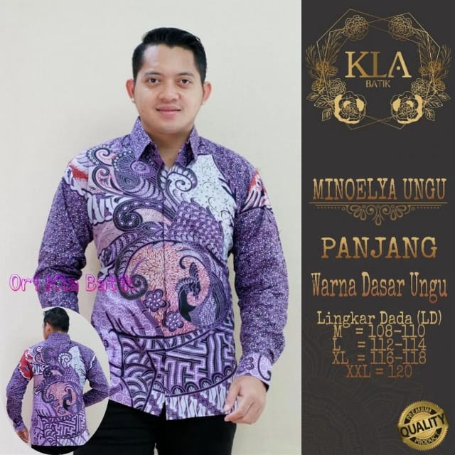 BAJU PANJANG UNGU LAVENDER BAJU kemeja batik pria lengan panjang PENDEK PREMIUM BSO OFFICIAL