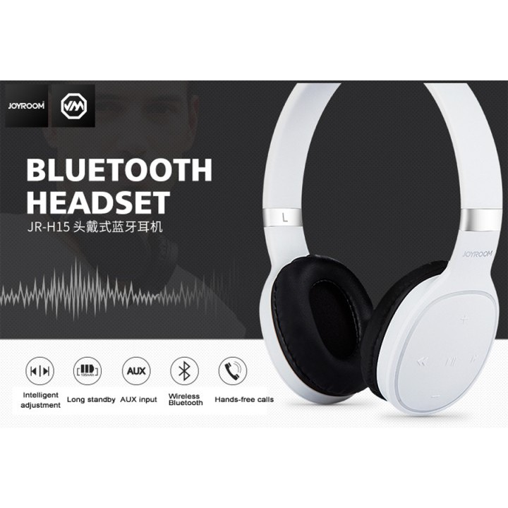 JOYROOM JR-H15 Wireless Bluetooth Stereo Headset - Hitam dan Putih