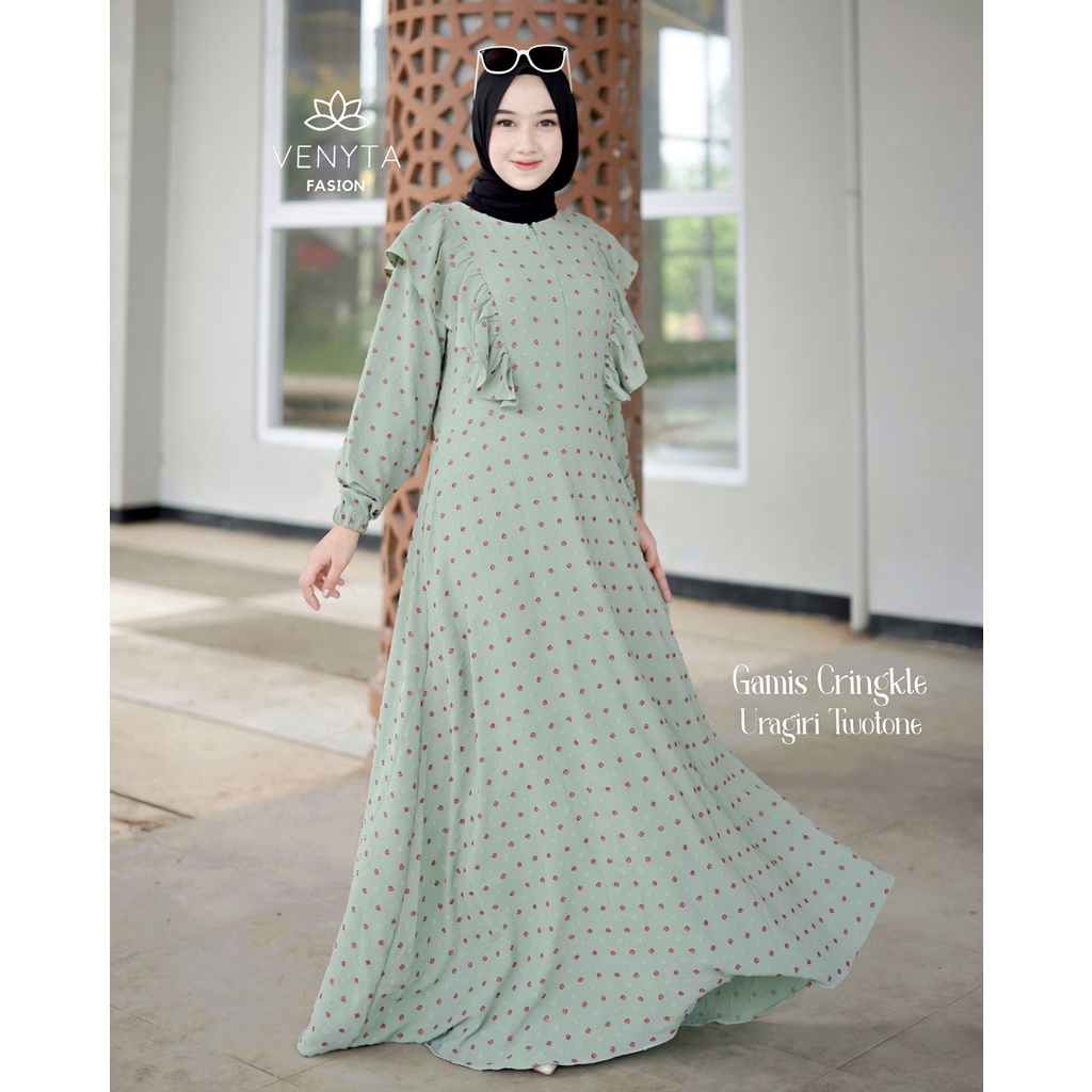 Gamis kringkel uragiri rajut dot dress original berlabel DIANA VENYTA HALIS ELY ARSY POMPOM MALIKA terbaru hits trendy