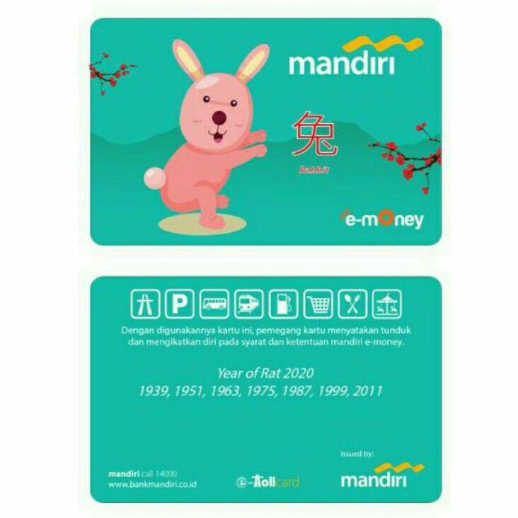 Kartu eMoney Mandiri Shio 2020 - KELINCI ORI /Like eTOLL Tapcash Flazz or Brizzi