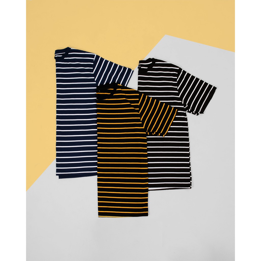 Ribsgold Kaos Pria Salur Lengan Pendek Tshirt Stripe V-14