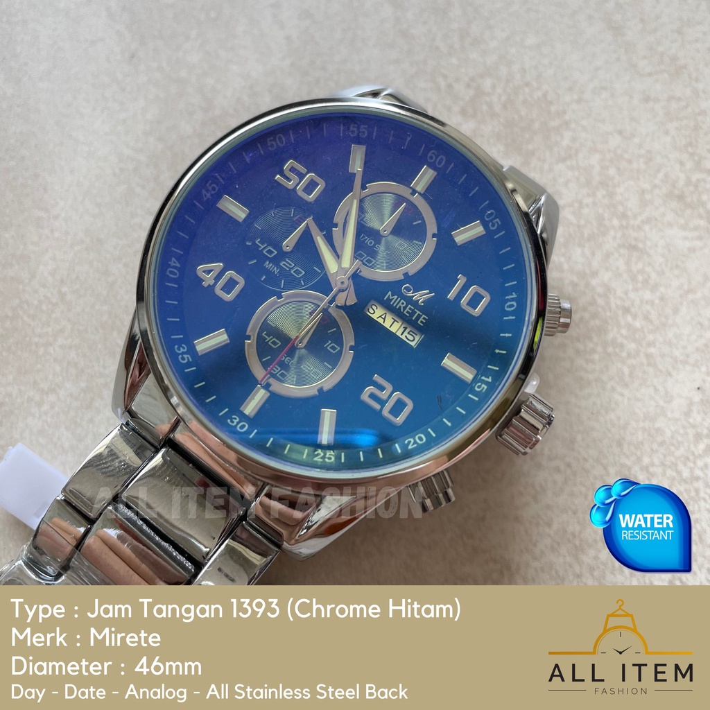 COD✅ Jam Tangan Rantai Pria Mirete Analog 1393 / Arloji / Watch / Tahan Air / Stainless Steel / Jam Tangan Laki Model Mewah