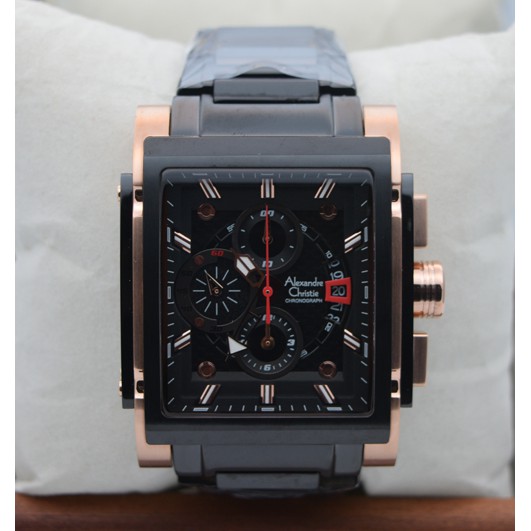 Jam Tangan Pria Alexandre Christie Ac 6405 Rose Gold Black Original