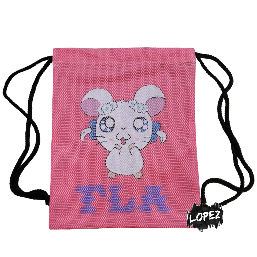 Tas Jaring Bijou Hamtaro / Tas Serut Hamster / String Bag Boss Howdy Dexter Penelope Maxwell Lopez