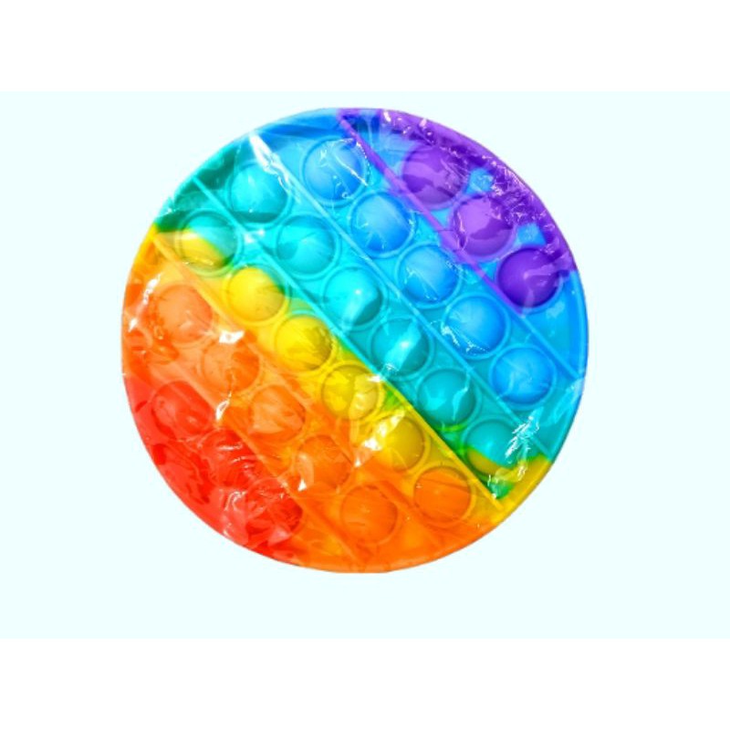 ready Banjarmasin fidget Pop It warna biasa/Pelangi its Mainan anak penghilang stres-Bulat rainbow