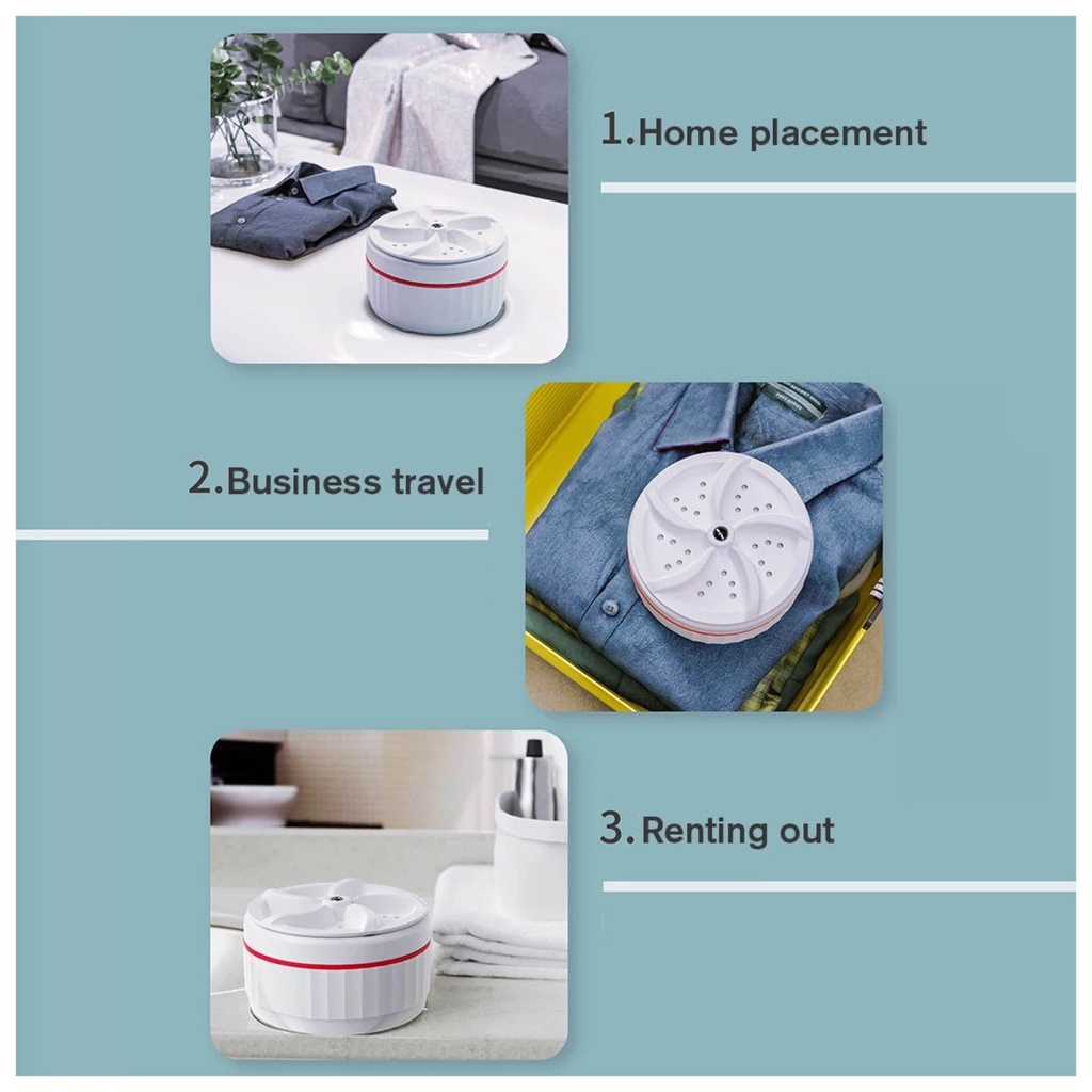 Mesin Cuci Pakaian Turbo Travel Home Portable Ultrasonik Turbine Cleaning Wash Washing Machine Mini USB Ultrasonic