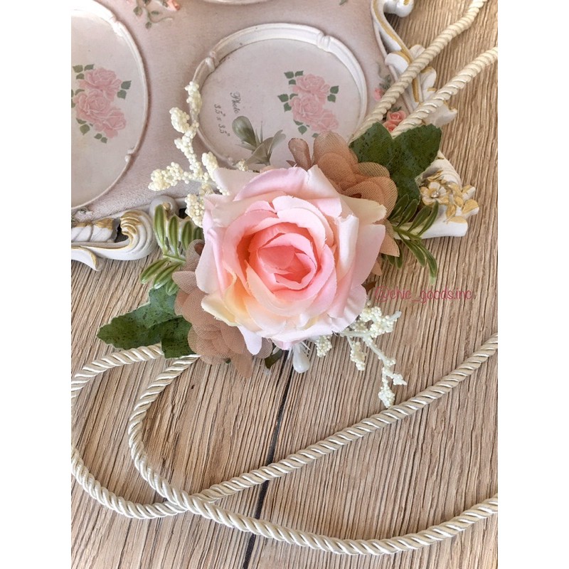 Ikat gorden - pink roses. tali gorden bunga