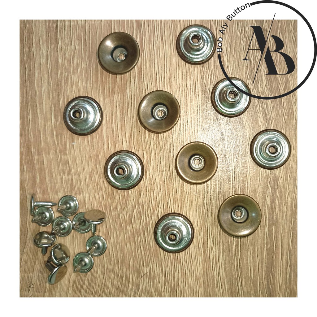 KANCING JEANS PATEN BOLONG CEKUNG 17 MM ANTIK BRAS PER 12 PCS BC 17 AB