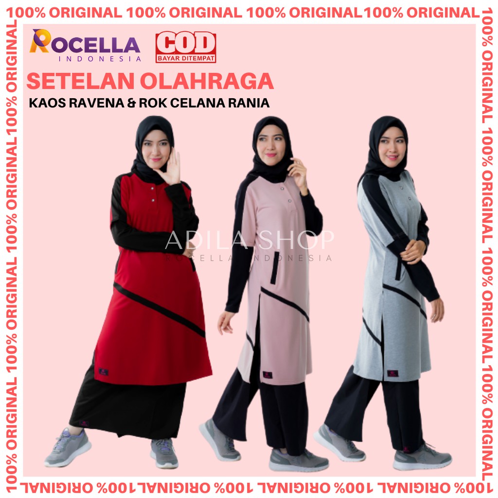 Jual Rocella Baju Olahraga Kaos Ravena Dan Rok Celana Rania Kaos Olahraga Muslimah Pakaian Senam