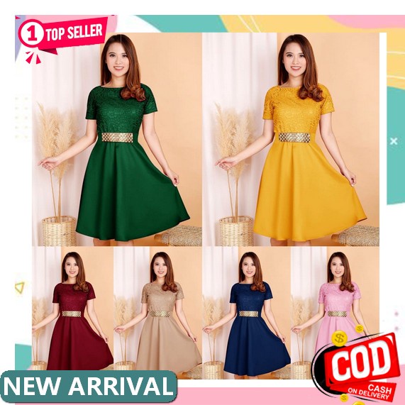 Dress Natal Terbaru 2021/Dress Brukat Jumbo/Dress Natalia Kerut Bali/Dress/Cioza/Dress Midi Brukat J