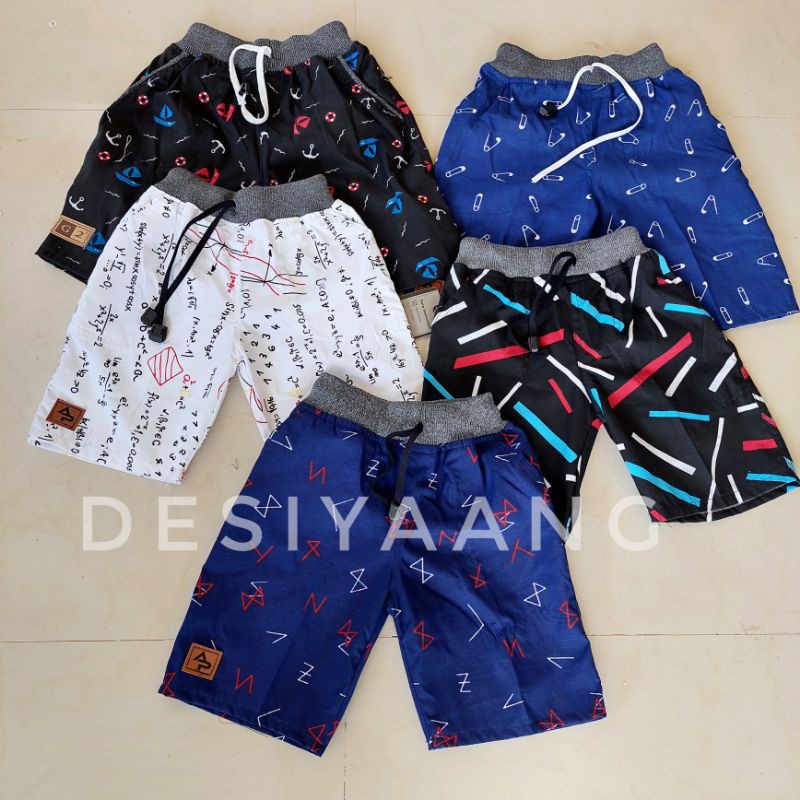 Celana Pendek Anak Laki Laki Rib Motif Usia 3 4 5 6 Tahun