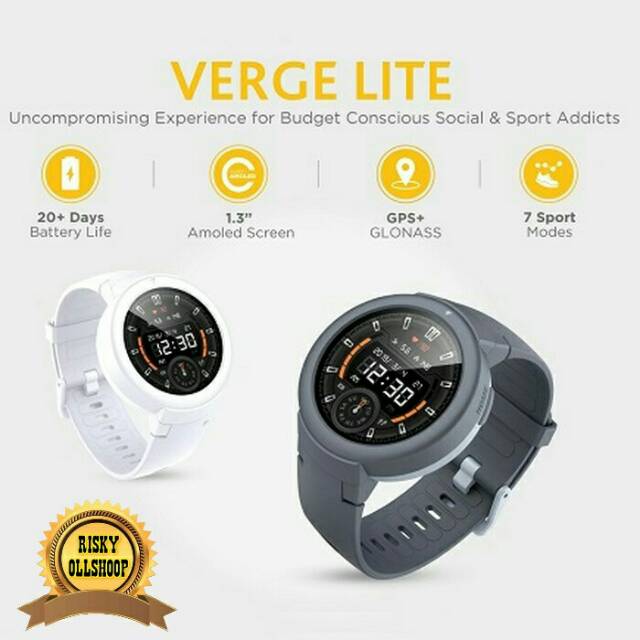 Smart Watch Amazfit Verge Lite Smartwatch Jam Tangan Sport GPS - Abu-abu & putih