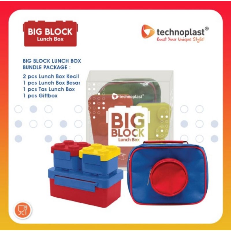 Technoplast Big Block Lunch set Tas/ Tempat Makan big block