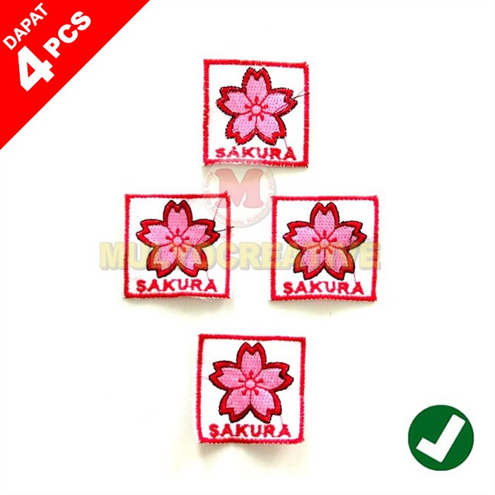 Bordir Lambang Regu Pramuka - Tanda Regu Pramuka Bunga Sakura 4 pcs
