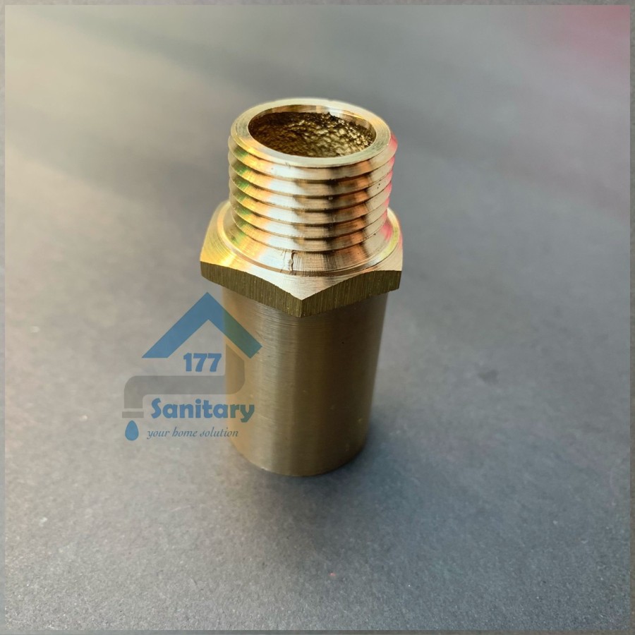 Sok kran 1/2 in Drat LD KUNINGAN SK5 - Fitting pipa sambungan sock nepel brass K07A