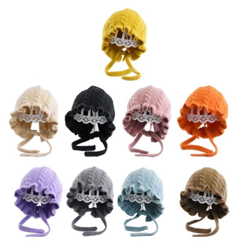 Topi Kupluk Anak Bayi  Bonnet Model Ruffle fashion Baby Hat Kupluk Anak Lucu  Ruffle  Usia 0-3Tahun.-⏩ Ruffle BIRU