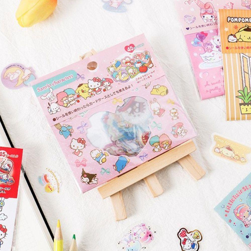 Lanfy Stiker PVC Cute Diary Alat Tulis Gadis Mainan Hadiah Kuromi KT Kucing Perlengkapan Sekolah Alat Tulis Kartun Hias Tongkat