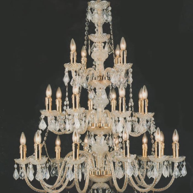 Lampu gantung lilin chandelier hias komplit kristal masjid gereja hotel 24 cabang murah