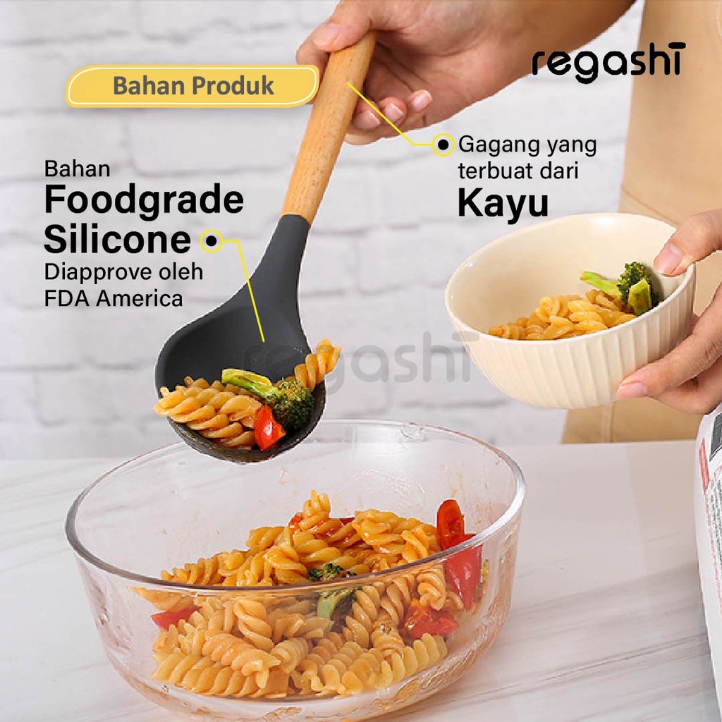 Regashi Alat Masak Sehat Silicone Kitchen Set Spatula Cooking Bpa-Free / Kitchen silicone tools set-2