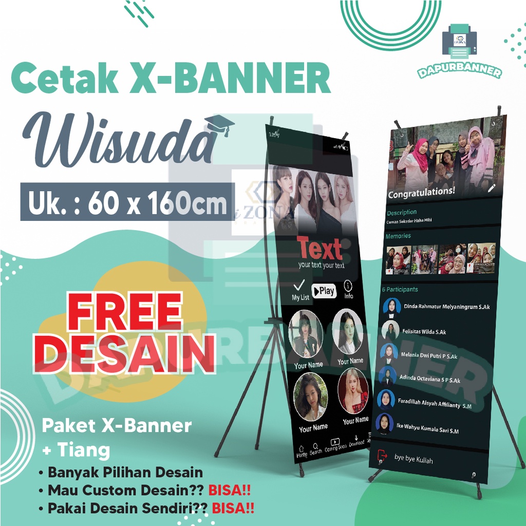 Banner Wisuda Custom Free Desain / X-banner Wisuda Free Desain