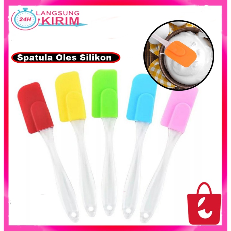 [Promo Terbaru]Spatula Oles Silikon Food Grade Sendok Sutil Pengaduk Adonan Anti Lengket Tahan Pana