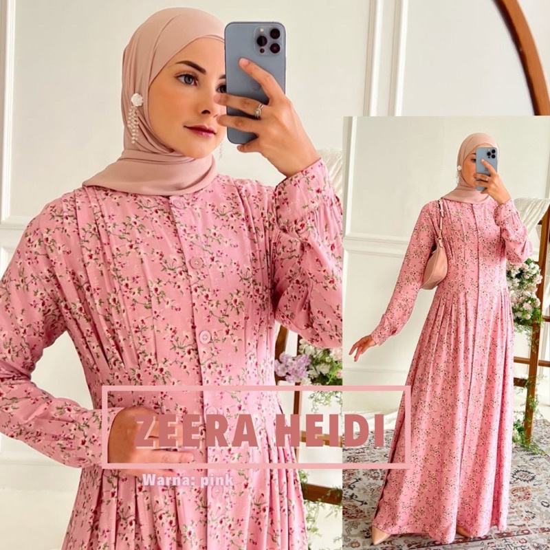 Daster Arab Zeera HEIDI Maxi Dress Gamis Rayon Motif Terkini