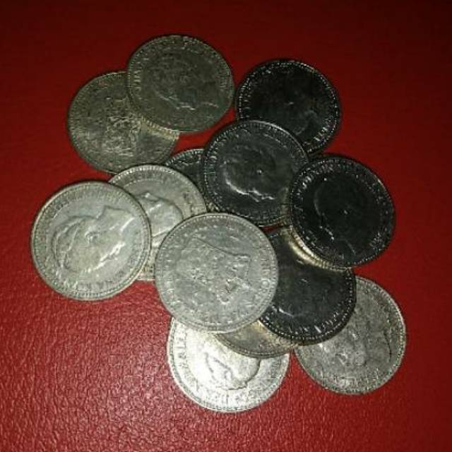 Koin Perak 1/2 Gulden Wihelmina Tahun Campur
