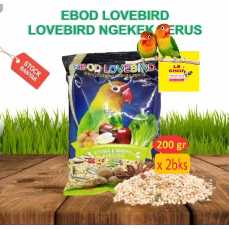 2 BKS EBOD LOVEBIRD SACHET PAKAN 2 BKS x 200 gram BURUNG LOVE BIRD KENARI FALLEK PARKIT MAKANAN BURUNG HARIAN LOVEBIRD CANARI BLACKTROAT FINCH ASLI ORI EBOD JAYA