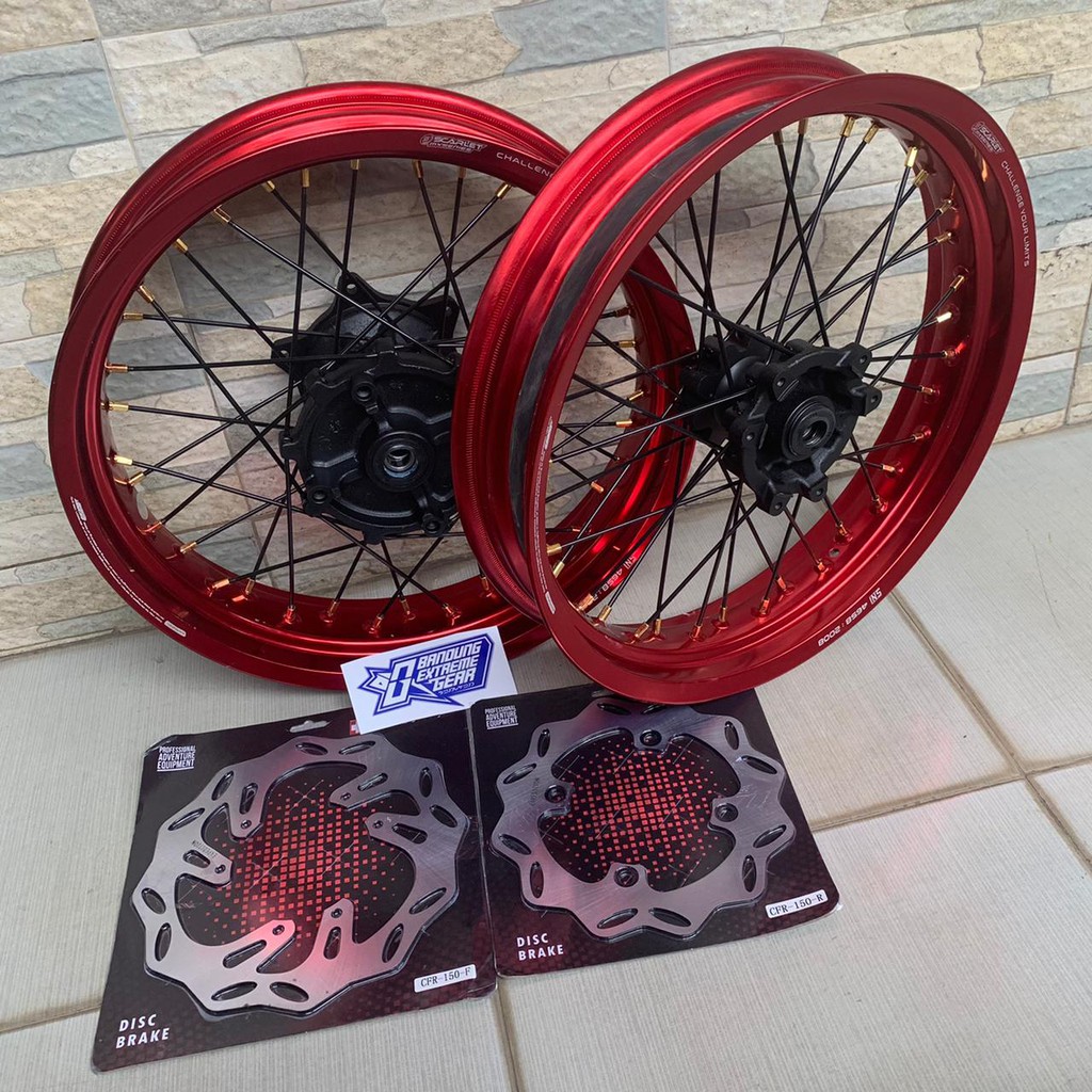 VELGSET VELG SUPERMOTO HONDA CRF 150 L SCARLET MX SERIES 2 TERBARU