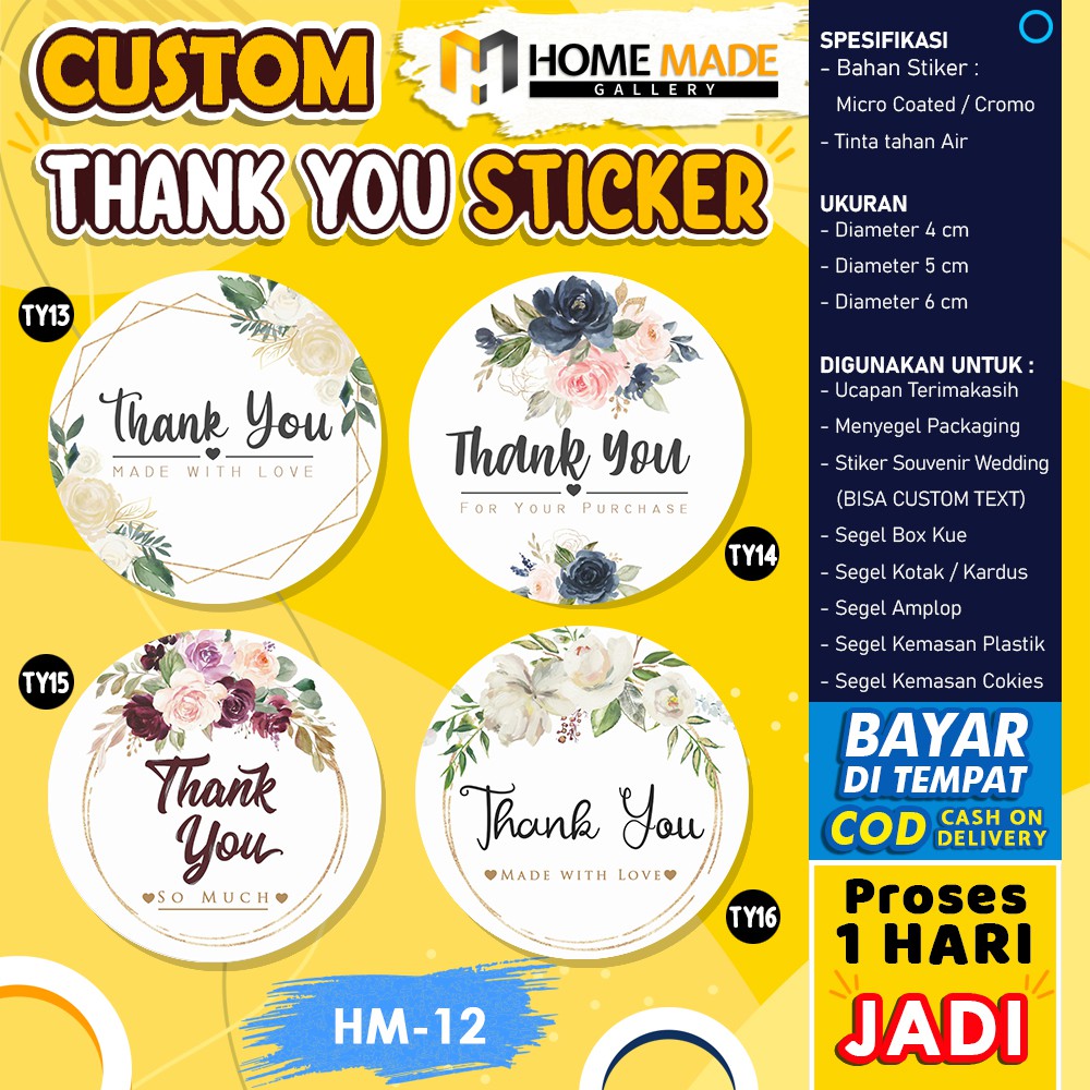 

STICKER THANK YOU FOR ORDER STIKER LABEL PENGIRIMAN TERIMA KASIH OLSHOP LINGKARAN CUSTOM MURAH HM-12