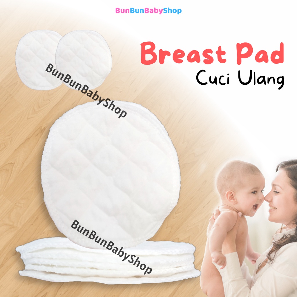 Breast Pad Kain Washable Nursing Alas Menyusui Perlengkapan Ibu Penyerap Asi Cuci Ulang Bayi Baru Lahir Baby BunBunBabyShop