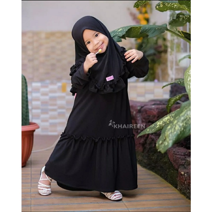 Gamis Polos Anak Set Kerudung Umur 2 3 4 5 6 7 Tahun Terbaru