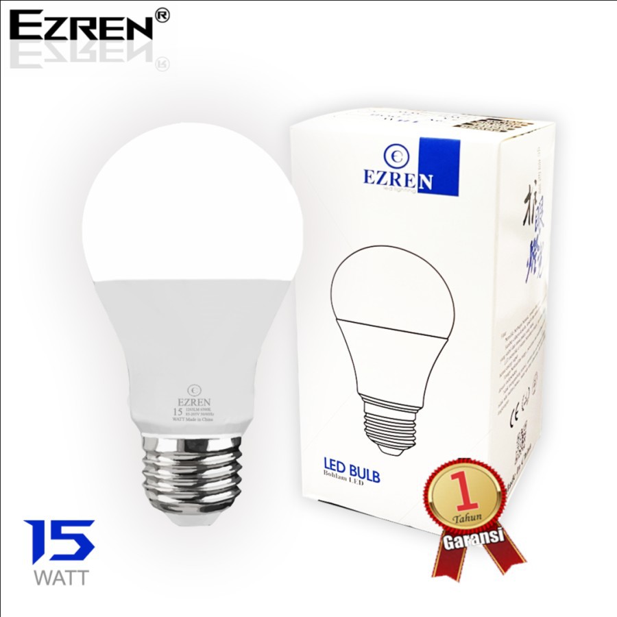 Ezren Lampu LED Blub 15 watt Putih Cold Light Bohlam LED 1263LM 6500K