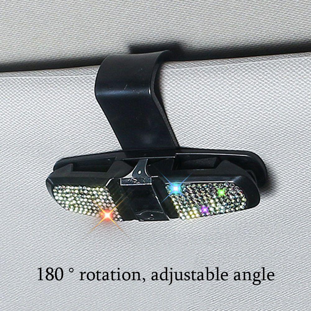 R-FLOWER Auto Sun Visor Portable Kristal Berlian Imitasi 7warna Holder Kartu Tiket