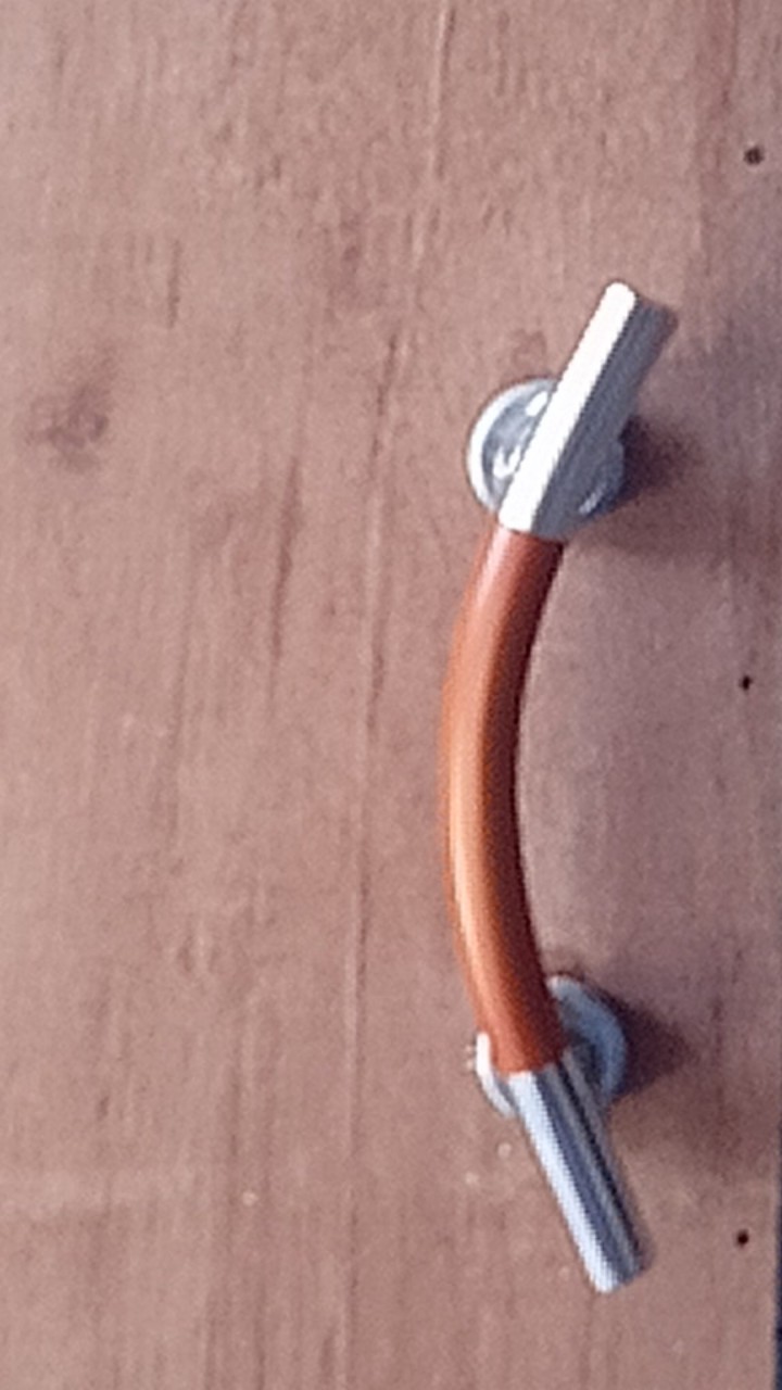 Handle Pintu Rumah 25 Cm Bulat Sabit D2cm Tarikan Pintu Kayu Gagang Pintu Kunci Pintu Natural Coklat