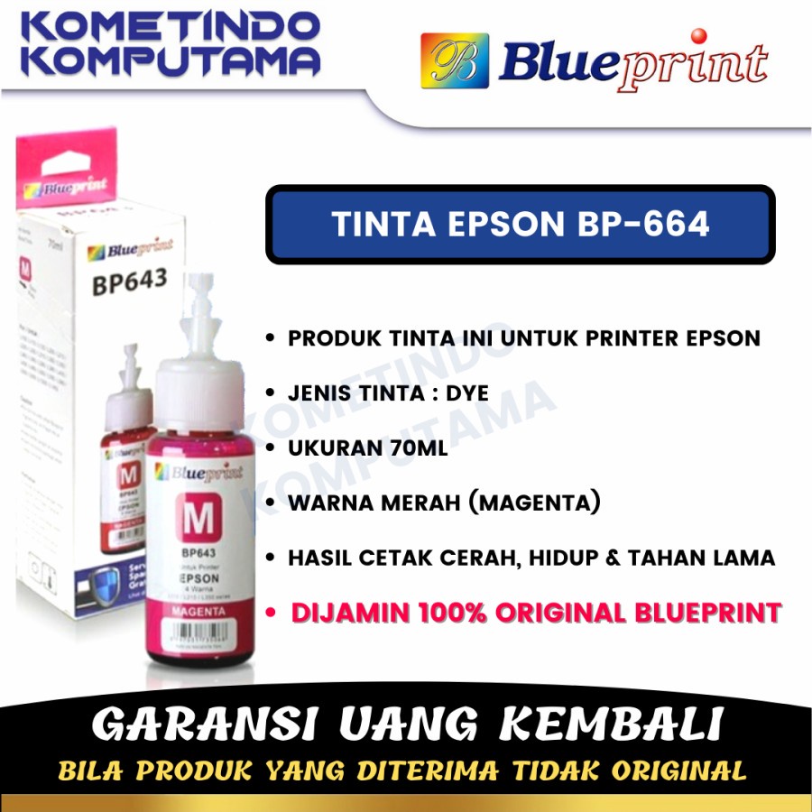 T664 MAGENTA BLUEPRINT 70ML TINTA BOTOL EPSON ORIGINAL 100% T 664